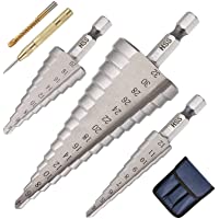 flintronic® Broca Escalonada- 3 PCS Broca Cónica HSS Titanio- Punzón Central Automático- Acero de Alta Velocidad- para…